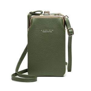 Faux PU Leather Crossbody Shoulder Bag Handbag Multi Pocket Green
