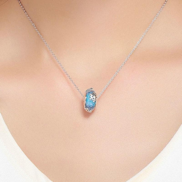 Snowflake Light Blue Glass Sterling Silver Spacer Bead Charm Bracelet Necklace