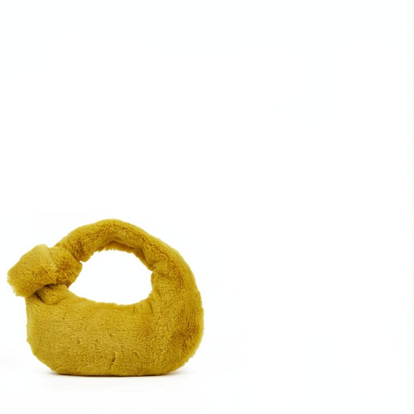 Plush Rabbit Fleece Tote Bag Handbag Knotted Handle Ginger