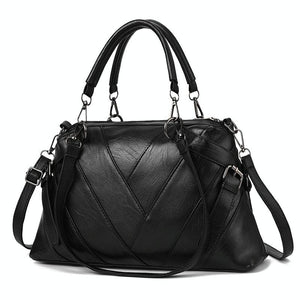 Geometric Soft PU Leather Shoulder Crossbody Bag Handbag Black