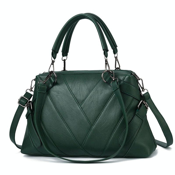 Geometric Soft PU Leather Shoulder Crossbody Bag Handbag Black