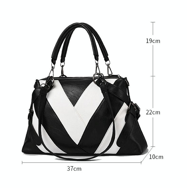 Geometric Soft PU Leather Shoulder Crossbody Bag Handbag Black