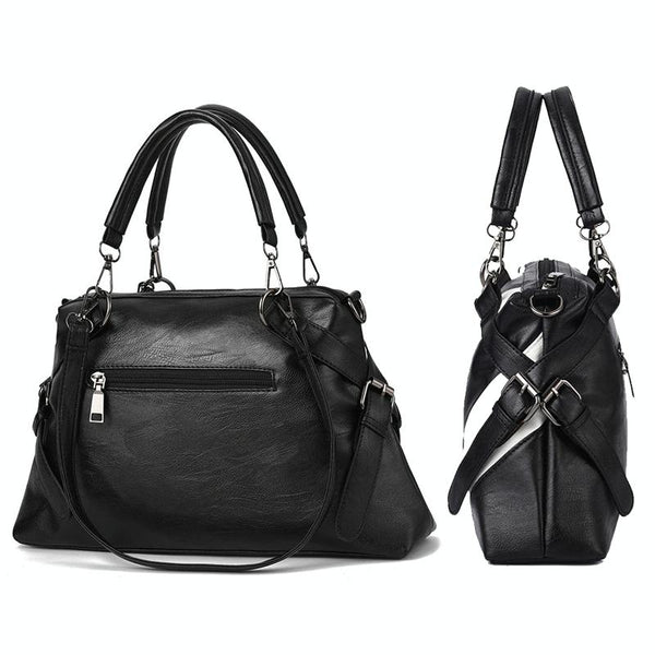 Geometric Soft PU Leather Shoulder Crossbody Bag Handbag Black