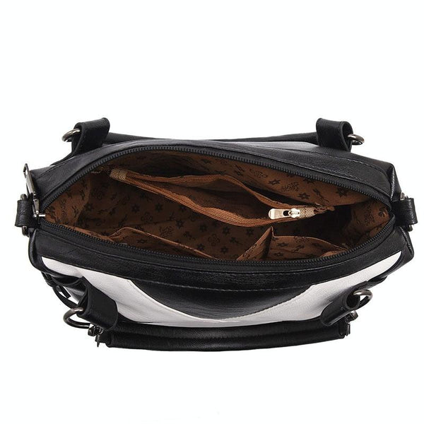 Geometric Soft PU Leather Shoulder Crossbody Bag Handbag Black