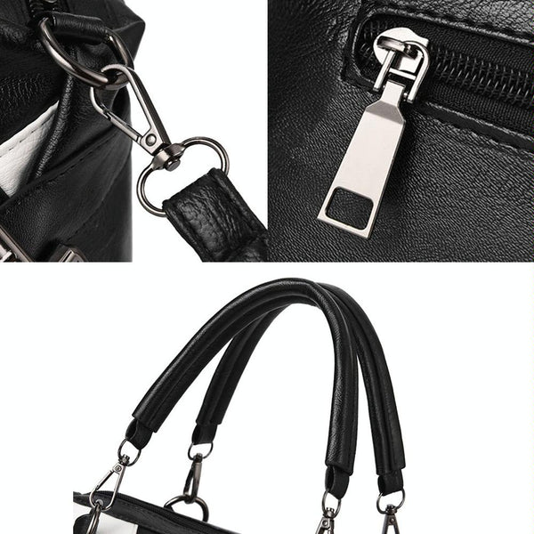 Geometric Soft PU Leather Shoulder Crossbody Bag Handbag Black