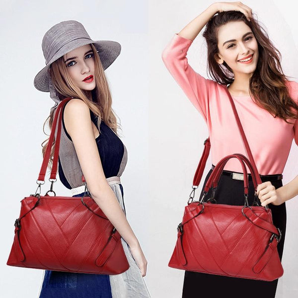 Geometric Soft PU Leather Shoulder Crossbody Bag Handbag Black