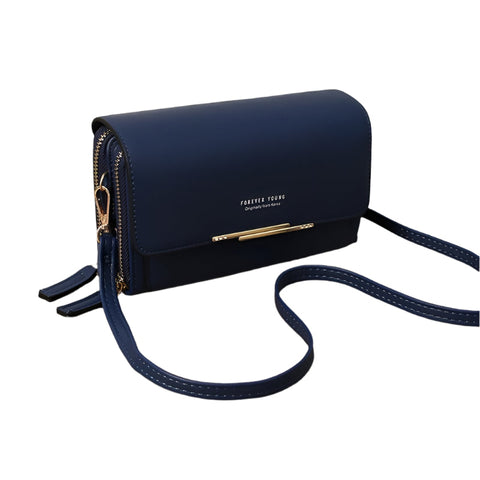 Faux PU Leather Crossbody Clutch Bag Handbag Multi Pocket Blue