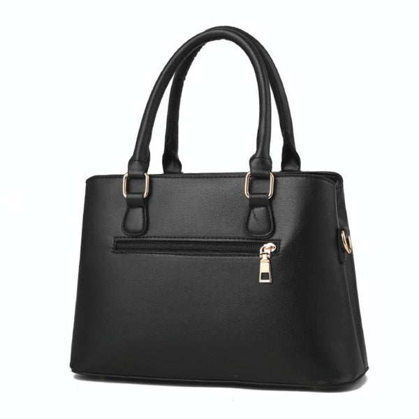 2 Pce Faux PU Leather Tote Crossbody Shoulder Bag Handbag Tassel Charm Black