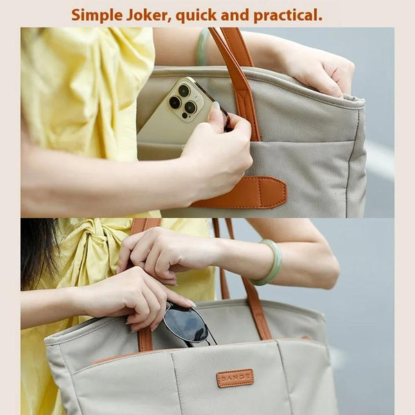 Nylon 450D Laptop Tote Shoulder Bag Multi Pocket Travel Work Pink