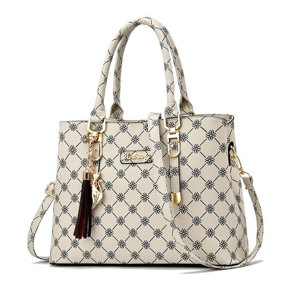 Faux PU Leather Crossbody Shoulder Bag Handbag Cat Tassel Charm Coffee