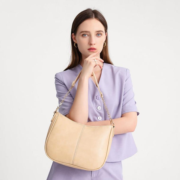 Faux PU Leather Crossbody Shoulder Bag Detachable Strap Beige