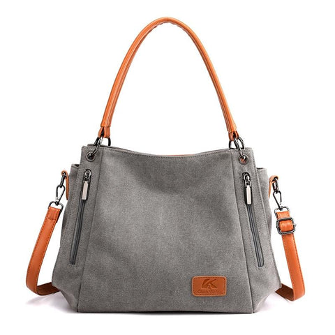 Canvas Crossbody Shoulder Tote Bag Handbag Grey