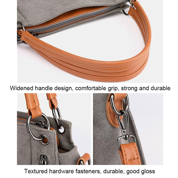 Canvas Crossbody Shoulder Tote Bag Handbag Grey