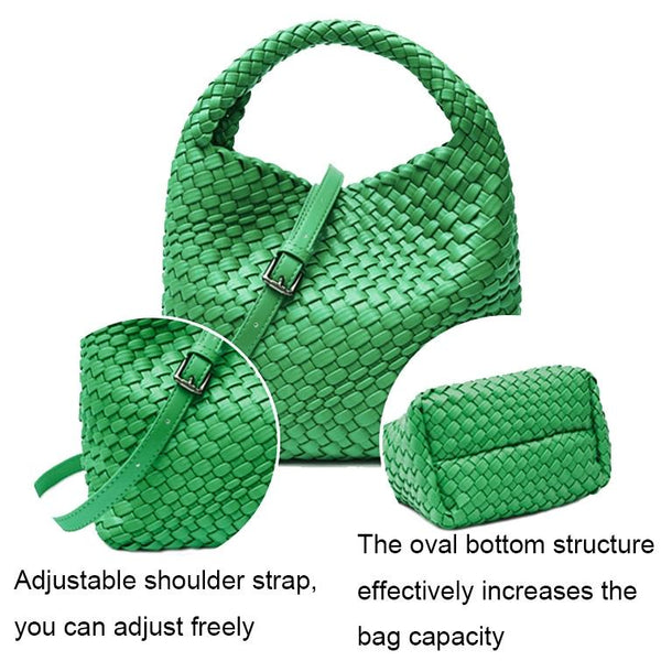 Woven Mini PU Leather Crossbody Shoulder Clutch Bag Handbag Set Milkshake