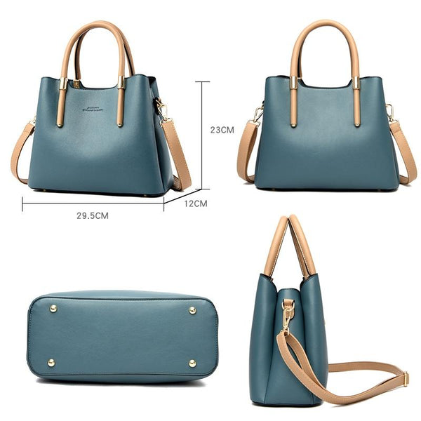Faux PU Leather Tote Shoulder Bag Handbag Sand Brown