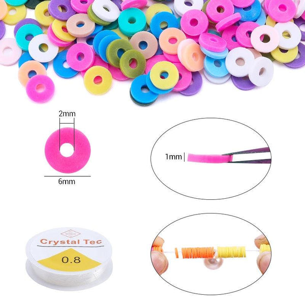 Soft Clay Pottery Bead Set For DIY Bracelets Necklaces 6 Designs Purple