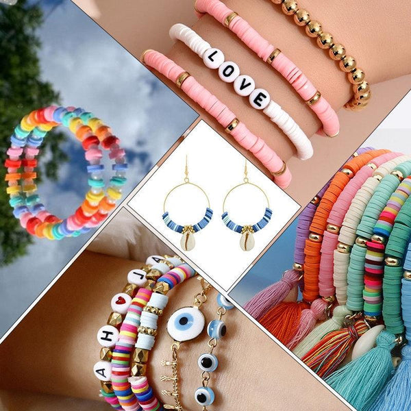 Soft Clay Pottery Bead Set For DIY Bracelets Necklaces 6 Designs Purple