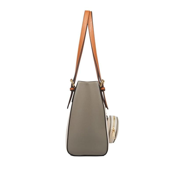 3 Pce Faux PU Leather Tote Shoulder Crossbody Bag Coin Purse Coffee