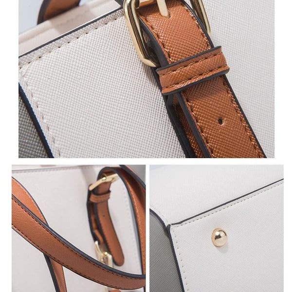 3 Pce Faux PU Leather Tote Shoulder Crossbody Bag Coin Purse Coffee