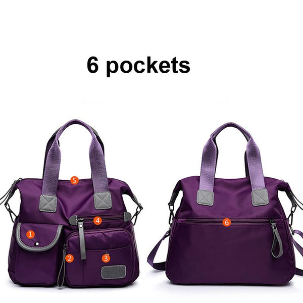 Nylon Waterproof Oxford Cloth Shoulder Bag Handbag Multi Pocket Blue