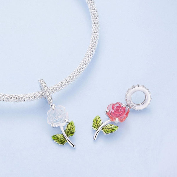 Platinum Plated Sterling Silver Crystal Zircon Flower Charm Bracelet Necklace Purple