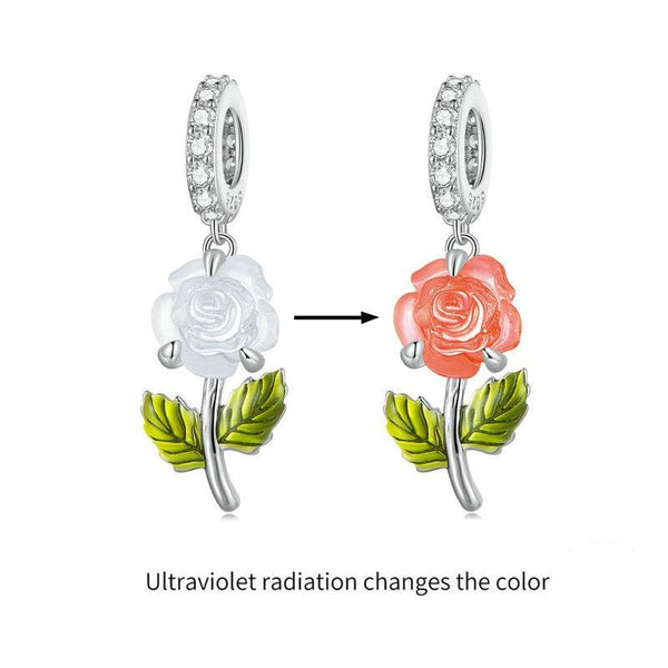 Platinum Plated Sterling Silver Crystal Zircon Flower Charm Bracelet Necklace Purple