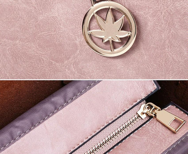 3 Pce Faux PU Leather Tote Crossbody Shoulder Clutch Bag Pouch Pink