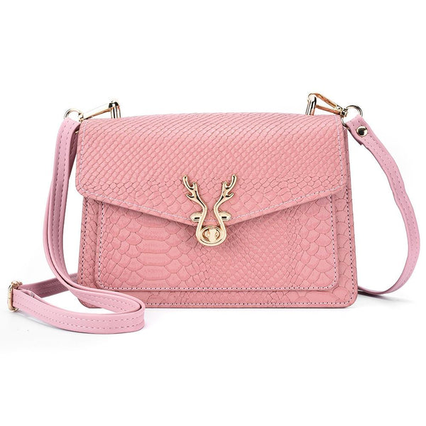 Faux PU Crocodile Leather Crossbody Shoulder Phone Bag Pink