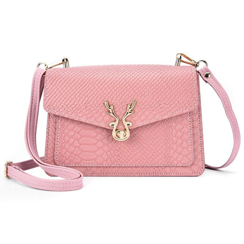 Faux PU Crocodile Leather Crossbody Shoulder Phone Bag Pink