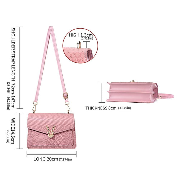 Faux PU Crocodile Leather Crossbody Shoulder Phone Bag Pink