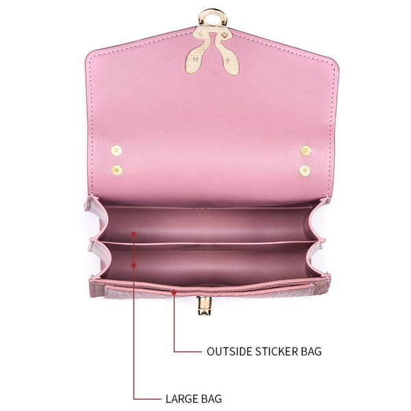 Faux PU Crocodile Leather Crossbody Shoulder Phone Bag Pink
