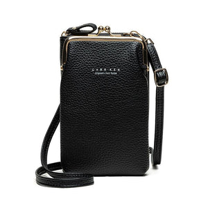 Faux PU Leather Crossbody Shoulder Bag Handbag Multi Pocket Black