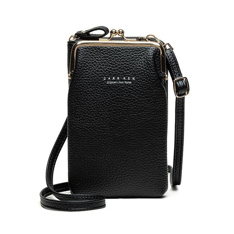 Faux PU Leather Crossbody Shoulder Bag Handbag Multi Pocket Black