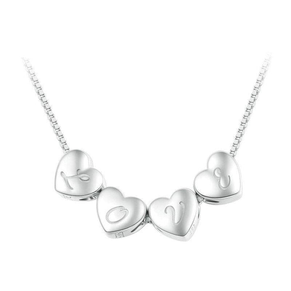 Love Letter E Platinum Plated Sterling Silver Bead Charm Bracelet Necklace