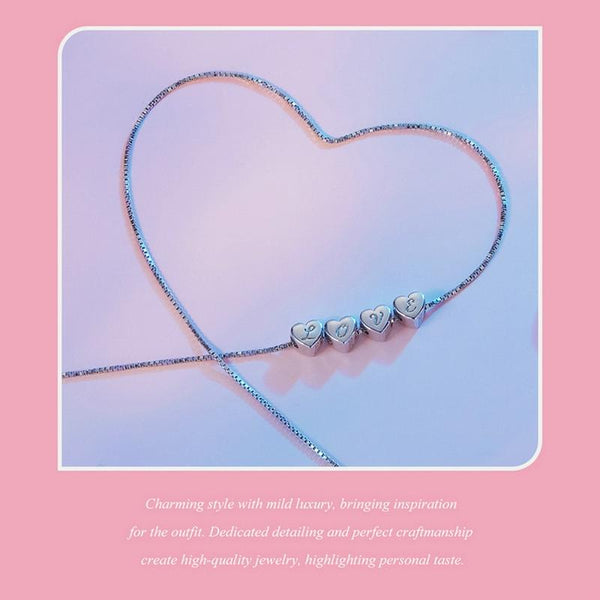 Love Letter E Platinum Plated Sterling Silver Bead Charm Bracelet Necklace