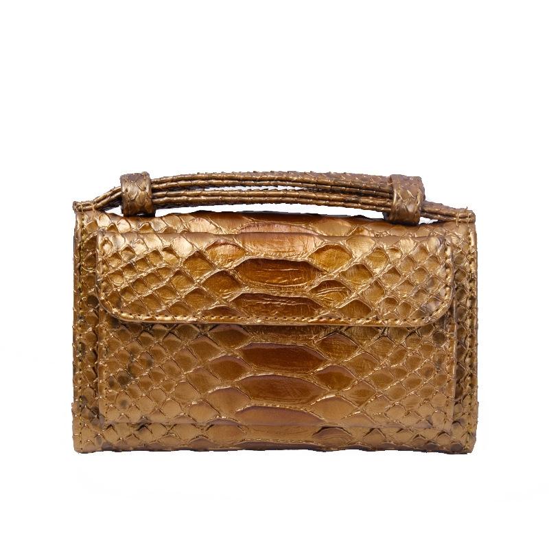 Faux PU Snakeskin Crossbody Shoulder Clutch Bag Handbag Copper