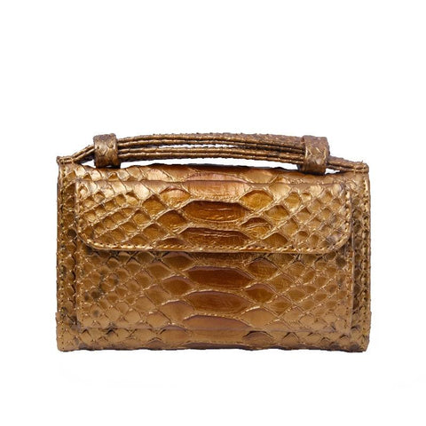 Faux PU Snakeskin Crossbody Shoulder Clutch Bag Handbag Copper