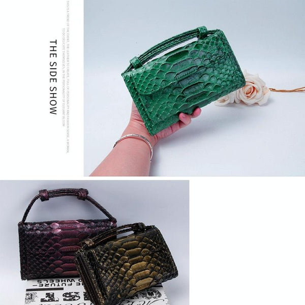 Faux PU Snakeskin Crossbody Shoulder Clutch Bag Handbag Copper