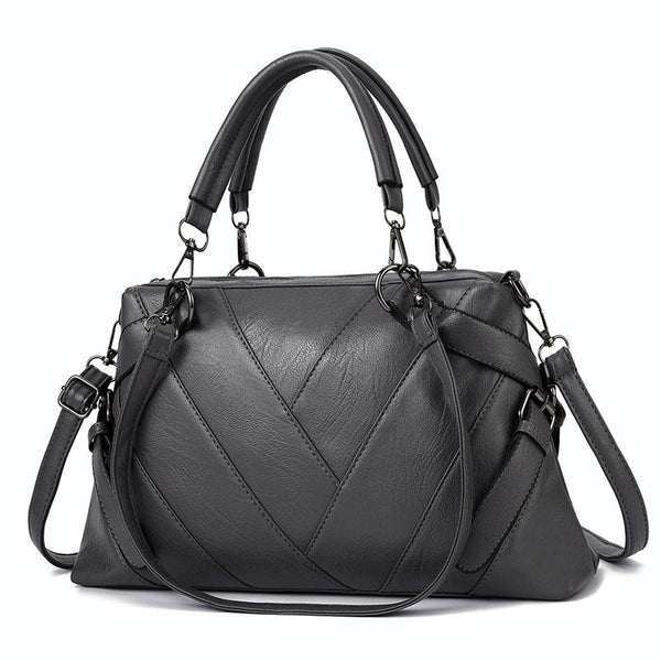Geometric Soft PU Leather Shoulder Crossbody Bag Handbag Dark Grey