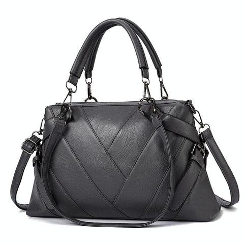 Geometric Soft PU Leather Shoulder Crossbody Bag Handbag Dark Grey