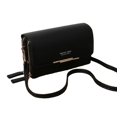 Faux PU Leather Crossbody Clutch Bag Handbag Multi Pocket Black