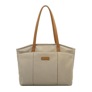 Nylon 450D Laptop Tote Shoulder Bag Multi Pocket Travel Work Khaki