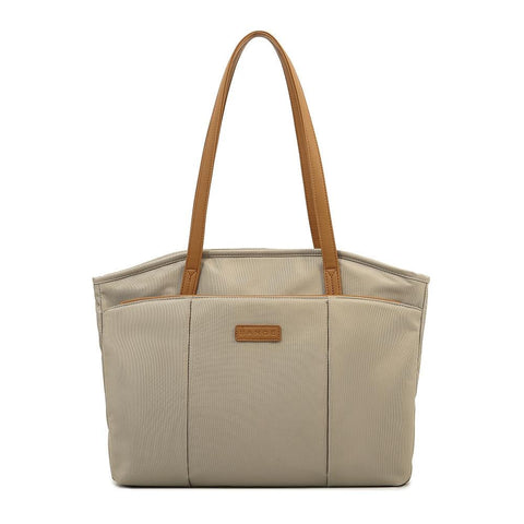 Nylon 450D Laptop Tote Shoulder Bag Multi Pocket Travel Work Khaki