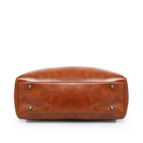 4 Pce PU Leather Tote Shoulder Crossbody Clutch Bag Handbag Card Holder Brown