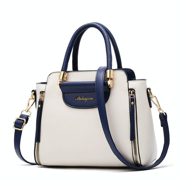 Faux PU Leather Crossbody Shoulder Bag Handbag Gold Hardware Blue White