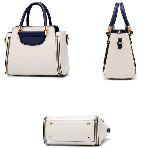 Faux PU Leather Crossbody Shoulder Bag Handbag Gold Hardware Blue White