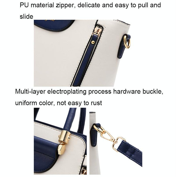 Faux PU Leather Crossbody Shoulder Bag Handbag Gold Hardware Blue White