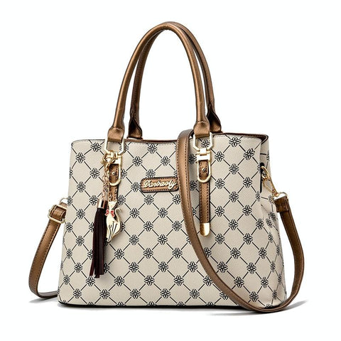 Faux PU Leather Crossbody Shoulder Bag Handbag Cat Tassel Charm Bronze