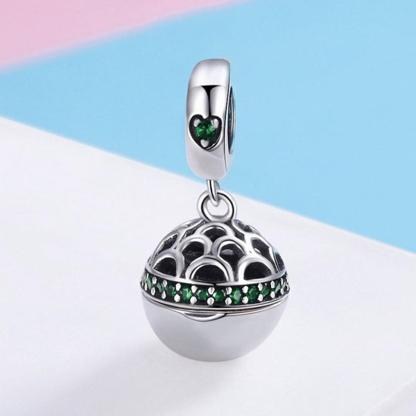 Dark Green Surprise Love Sterling Silver Bead Charm Bracelet Necklace