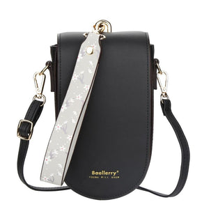 Faux PU Leather Crossbody Shoulder Bag Handbag Mobile Phone Multi Card Black